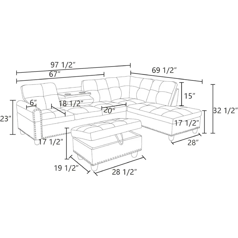 83" sofa in a box, no assembly, modern 3-seater sofa couch with 2 matching pillows & corduroy fabric & side storage pockets