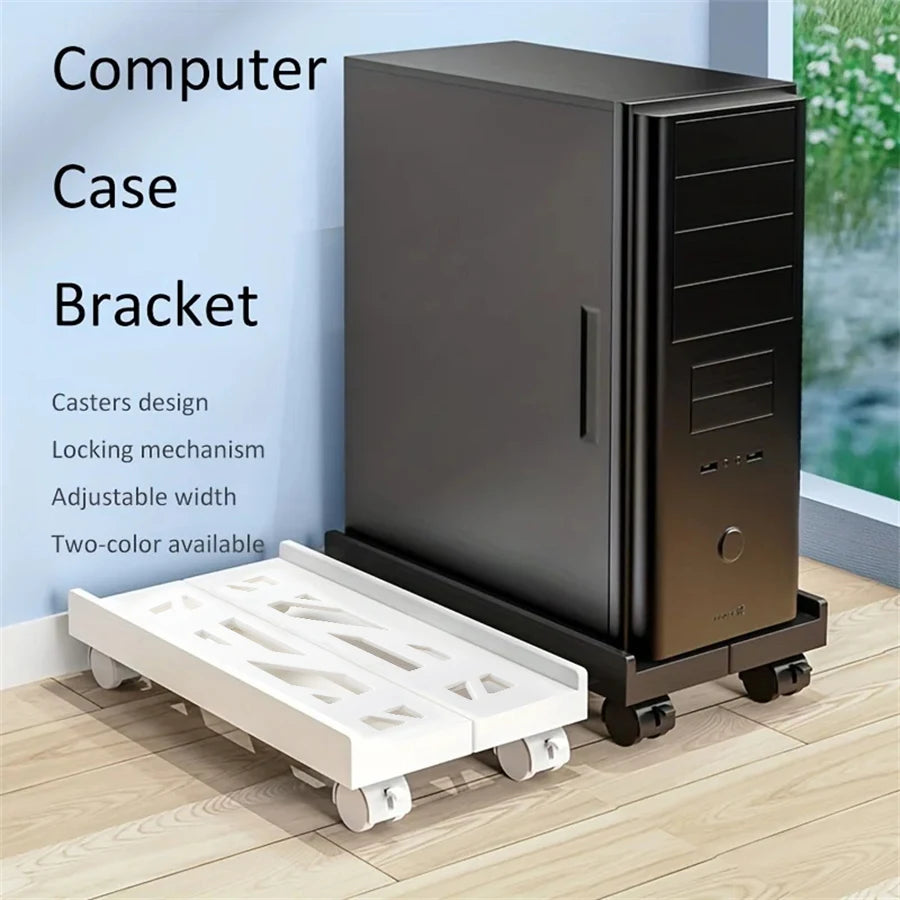 Adjustable Mobile PC Tower Stand with Wheels under Desk CPU Holder Adjustable Stable Mobile Computer Host Stand for Home Office