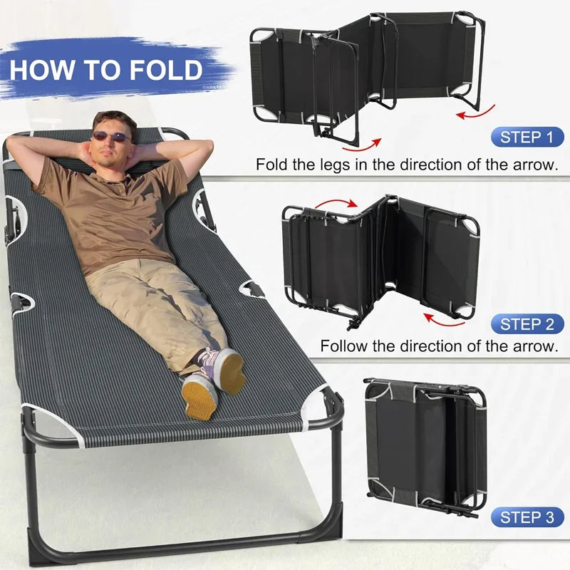 Cot Chair with Mattress, 4-Position Folding