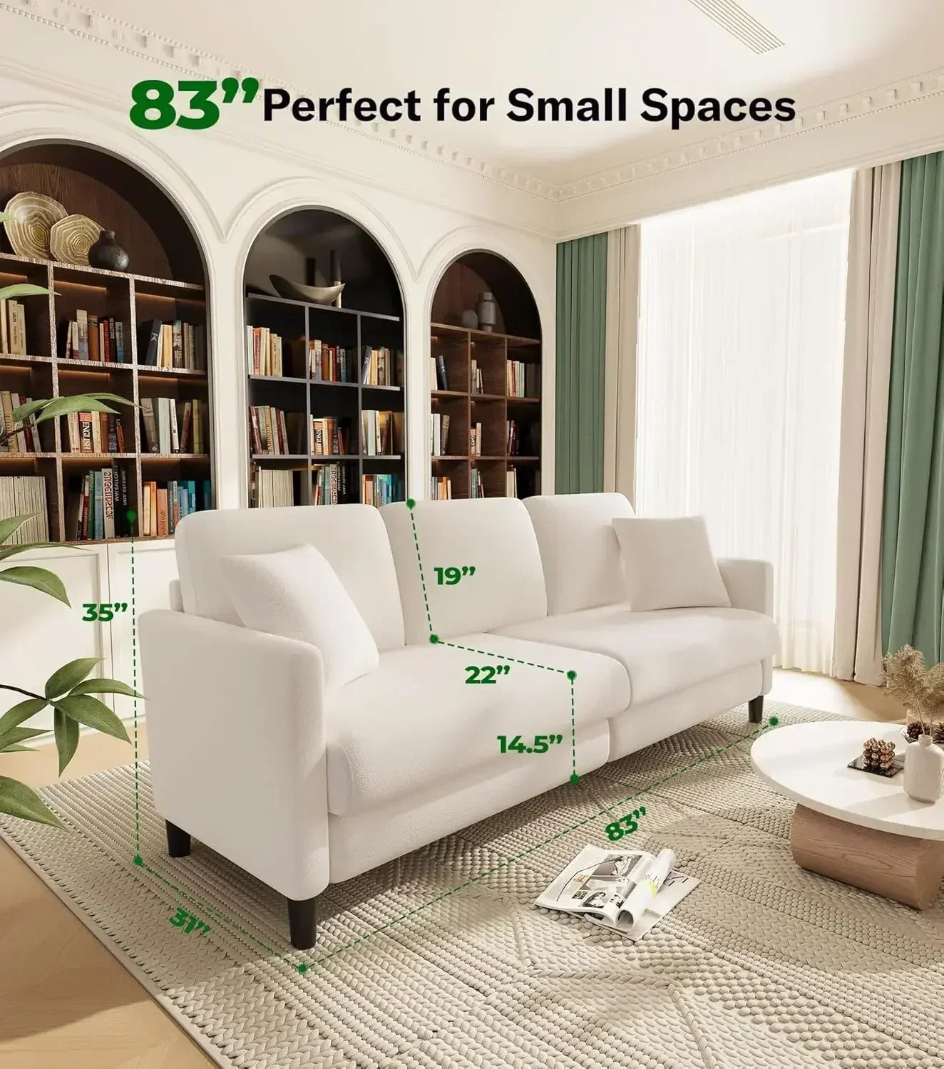 83" Sofas, Comfy Loveseat Sofa, Teddy Fleece Love Seat Couch, Tool-Free Setup Couches