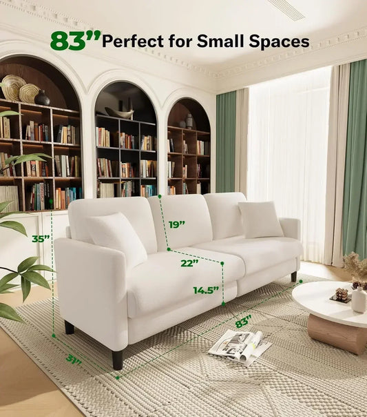 83" Sofas, Comfy Loveseat Sofa, Teddy Fleece Love Seat Couch, Tool-Free Setup Couches