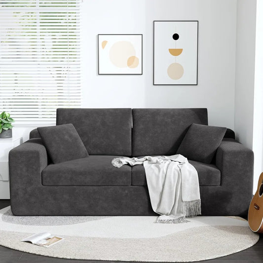 78" Modern Loveseat Sofa in a Box - Corduroy Deep Seat Couch, No Assembly Required, Space-Saving Design