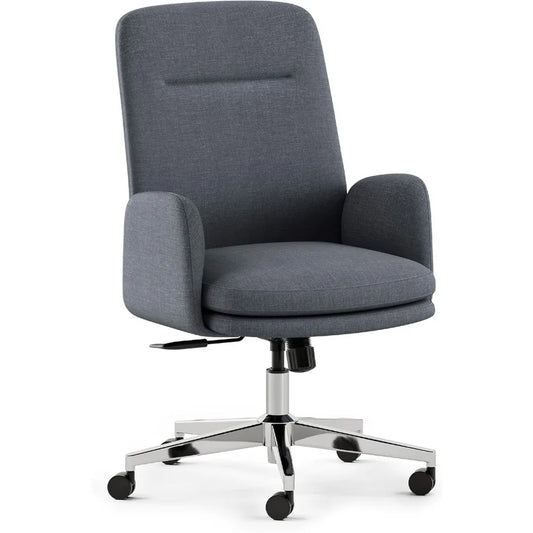 Softside Mid Century Modern Office Chair, Fabric - Removable Arms & High Back Design with Luxury Cloud-Like Comfort