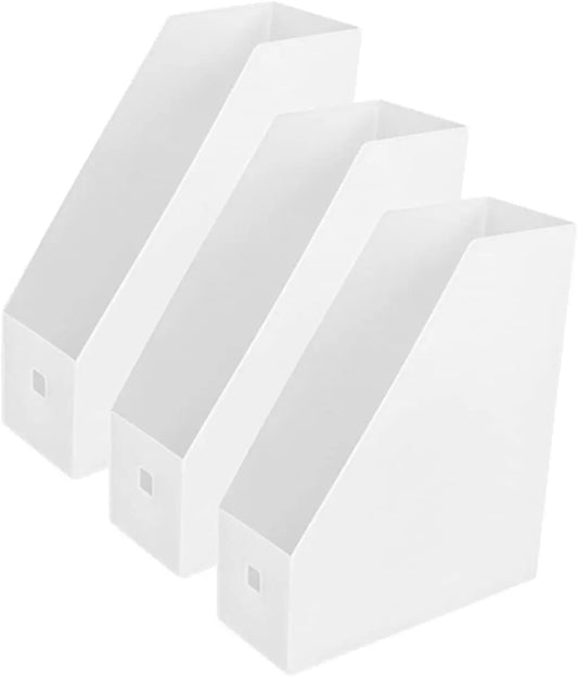 3Pcs Plastic File Document Box Storage Organizer Magazine Holder Vertical for Office