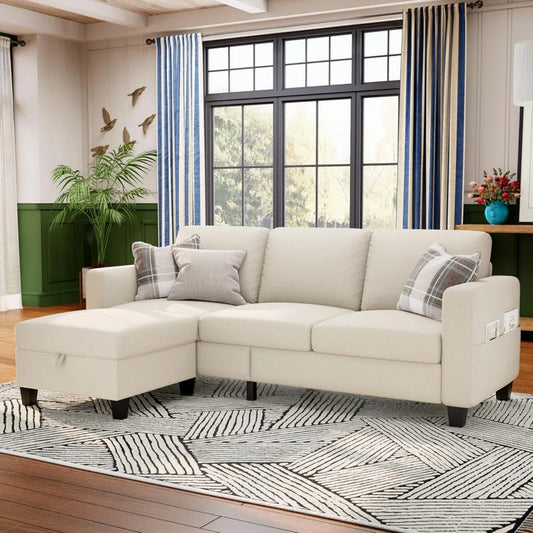 Sectional Sofa Couches for Living Room - 78''Convertible Modular Three-Seater L-Shaped Pet-Friendly Couch,Washable Sofa Cover-Be