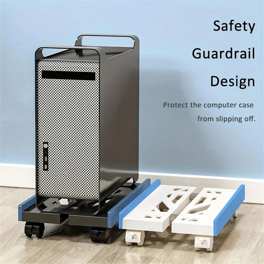 Adjustable Mobile PC Tower Stand with Wheels under Desk CPU Holder Adjustable Stable Mobile Computer Host Stand for Home Office