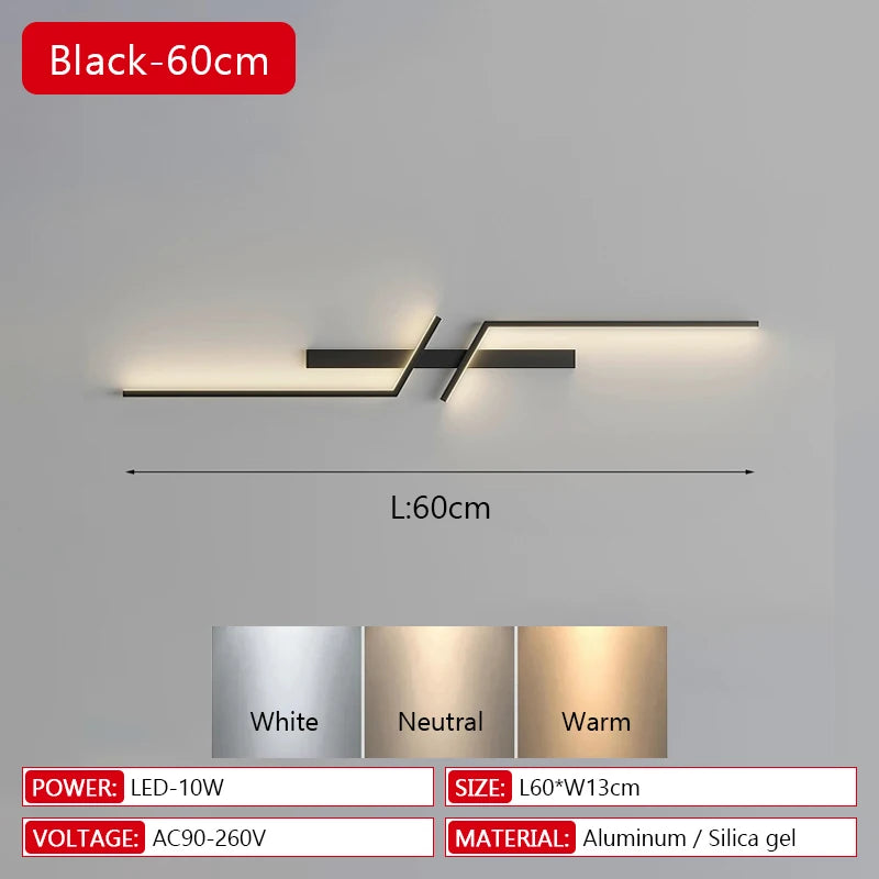 Modern LED Wall Lamp Minimalist Led 13W-18W Light Bedroom Bedside Long Strip Wall Sconces