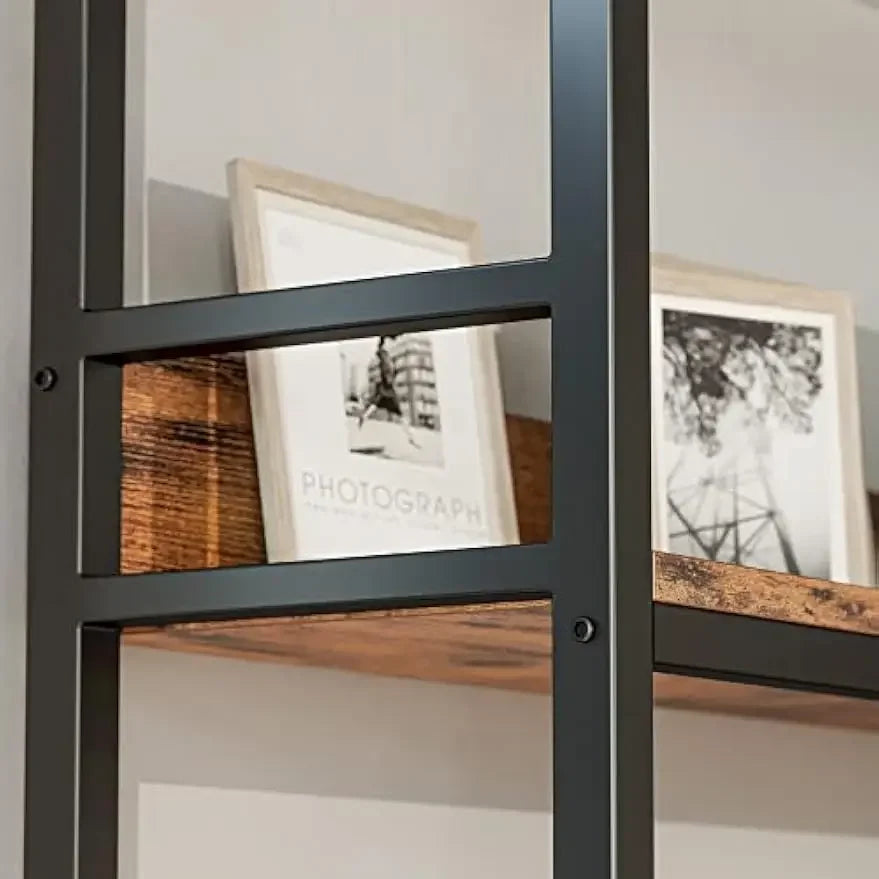 Bookshelves 6 Tiers Corner Bookcases with Baffles Etagere Shelf Storage Rack with Metal Frame for  Home Office