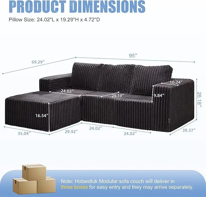 Modular Sectional Sofa with Deep Seating & Storage – Memory Foam with Deep Seating, 3-Seater Cloud Sofa for Sofa Seating