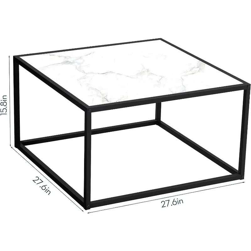 Black Coffee Table Small Square Coffee Tables Simple Modern Center Table for Home Office (27.6 * 27.6 * 15.7Inch)