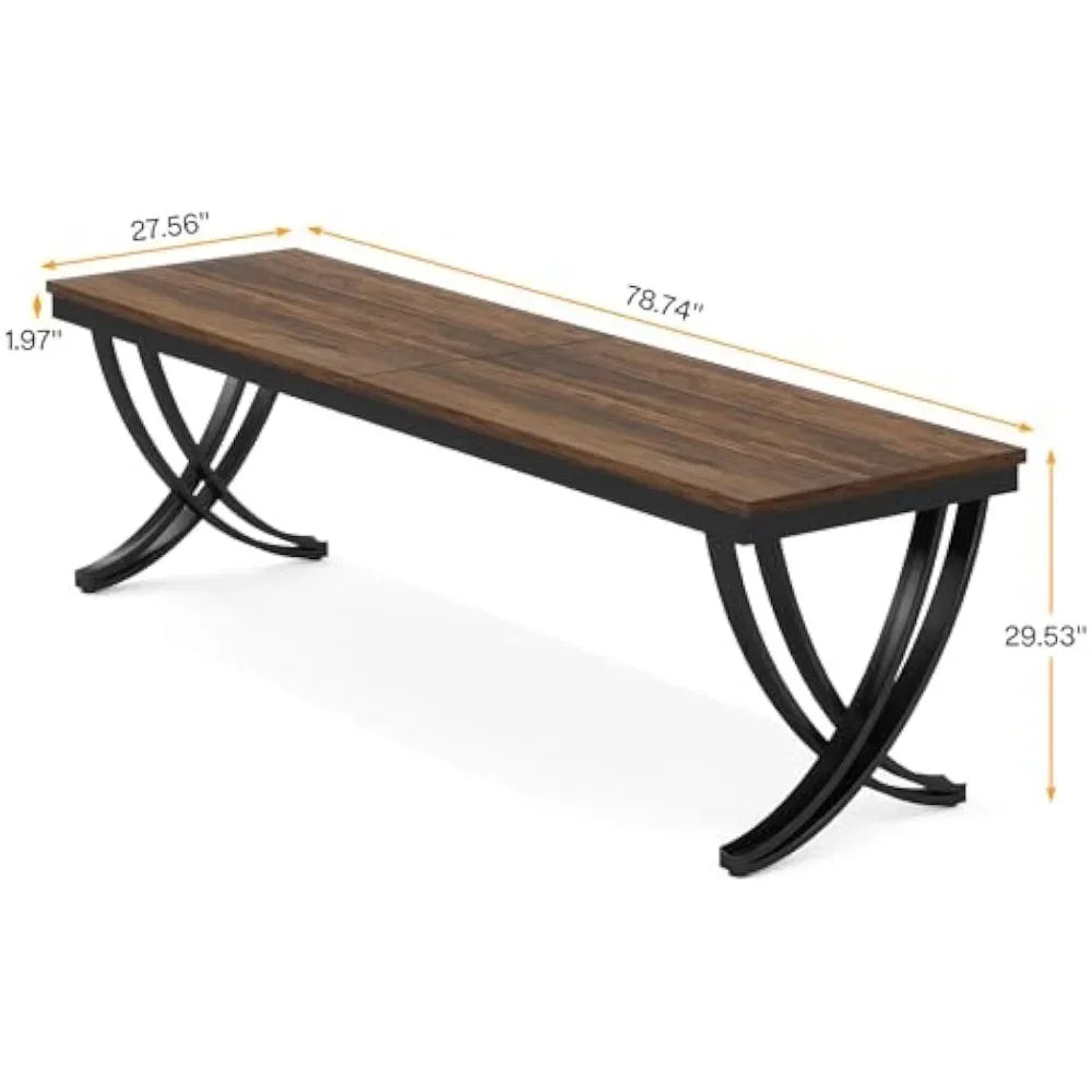 6.5FT Conference Table for 6-8 People, 78 inch Long Rectangular Seminar Table with Strong Metal Frame, Business Furniture