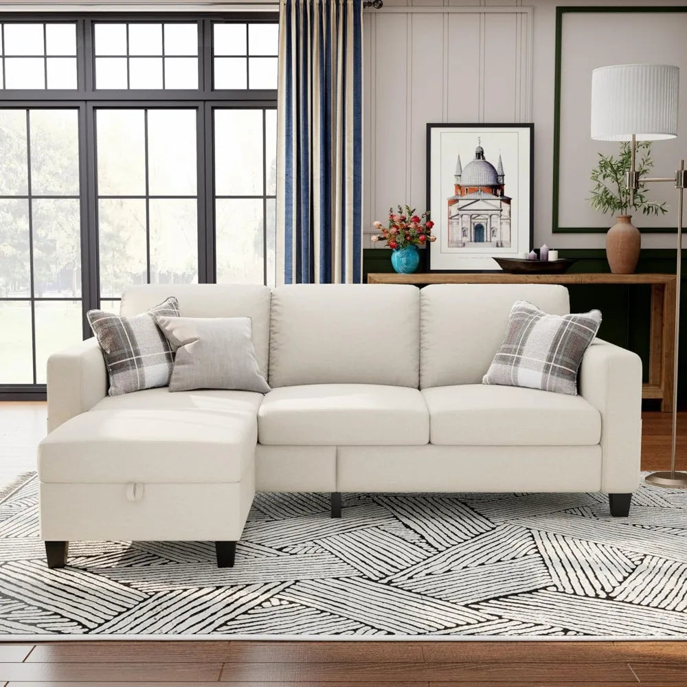 Sectional Sofa Couches for Living Room - 78''Convertible Modular Three-Seater L-Shaped Pet-Friendly Couch,Washable Sofa Cover-Be