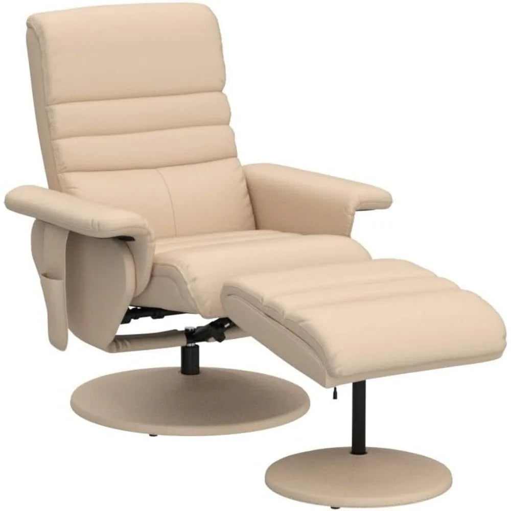 Recliner with Ottoman, Reclining Chair with Massage, 360 Swivel Chair Faux Leather 7902