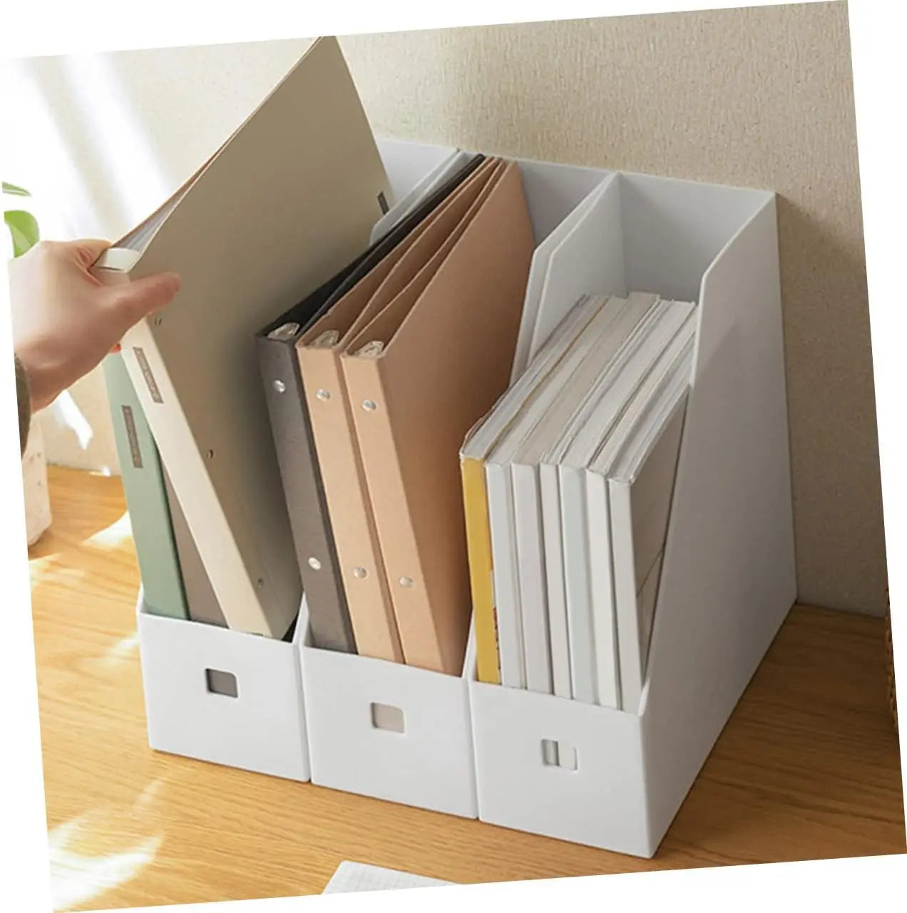 3Pcs Plastic File Document Box Storage Organizer Magazine Holder Vertical for Office