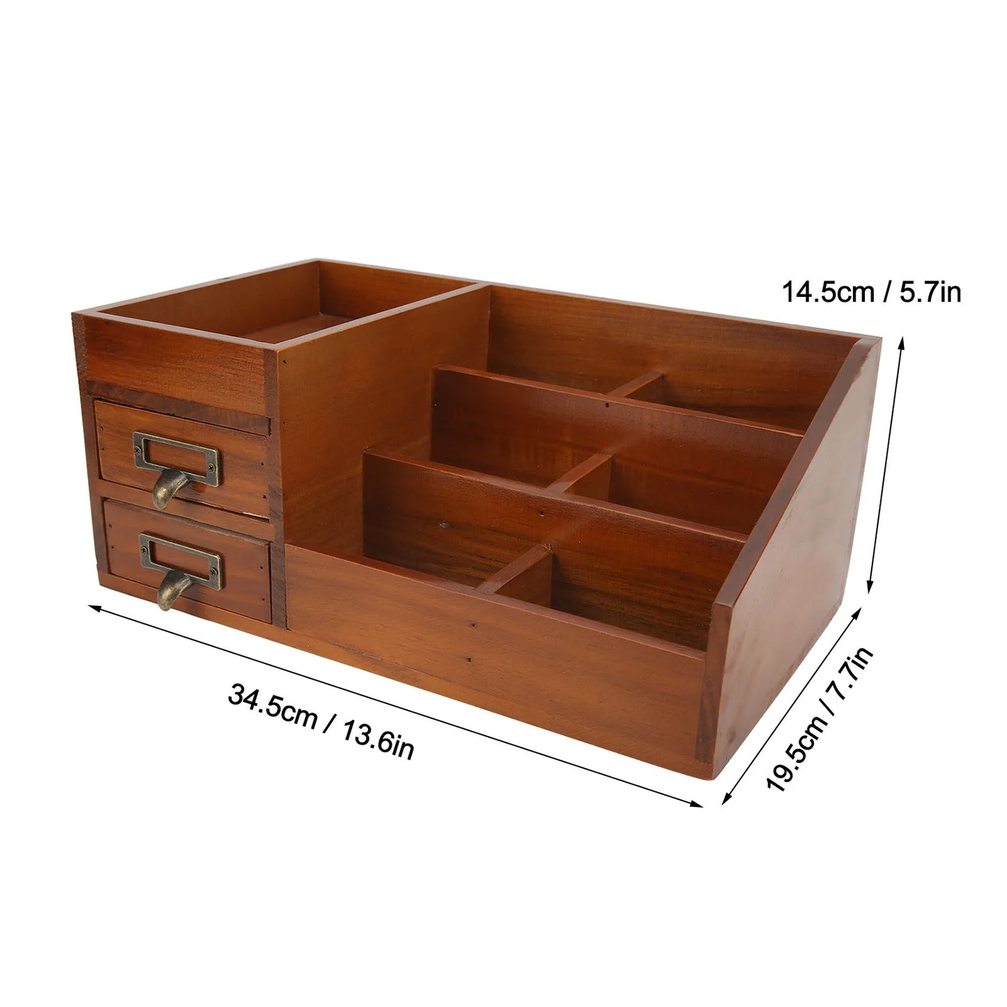 Wood Desk Organizer Antique Retro Multi Layer Wooden Storage Cabinet Desktop Cosmetic Makeup Drawer Jewelry Storage Box