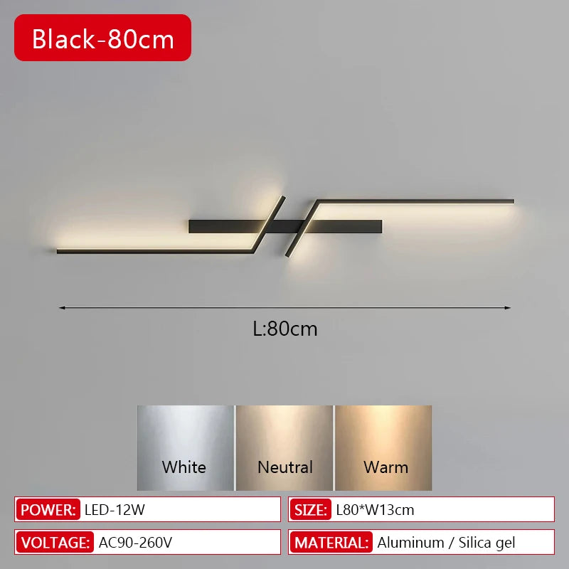 Modern LED Wall Lamp Minimalist Led 13W-18W Light Bedroom Bedside Long Strip Wall Sconces
