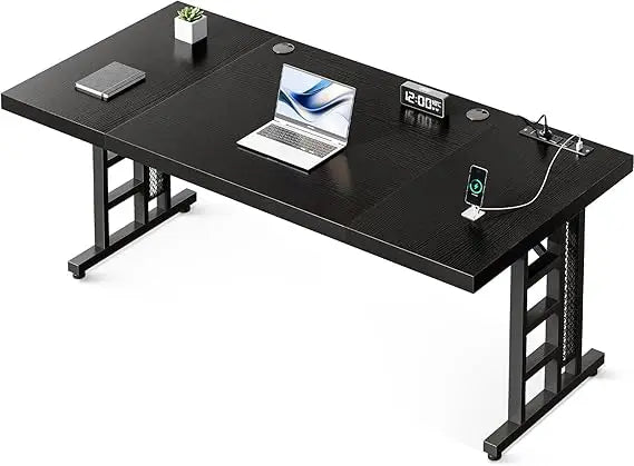 71 Inch Executive Desk with USB Ports, Computer Office Desk, Large Mordern Writing Table, Workstation Business Furniture for Ho