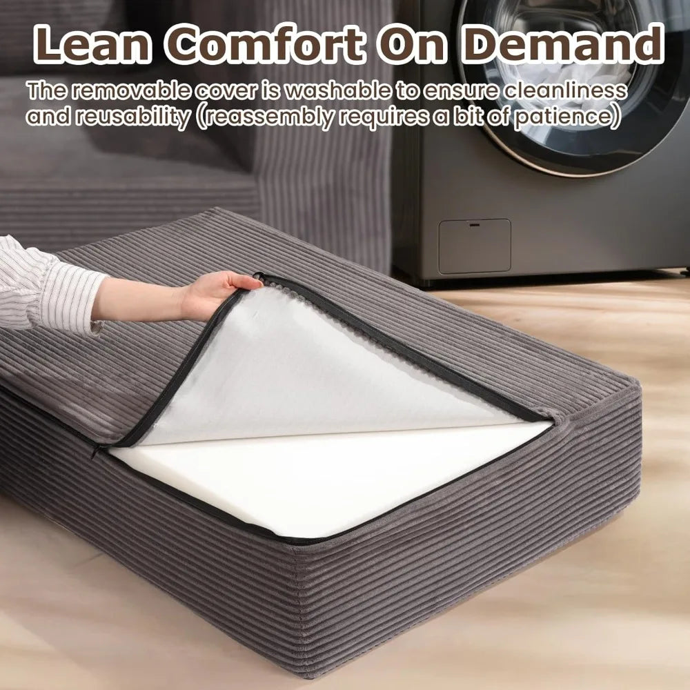 Convertible Sofa Bed, 3 in 1 Loveseat Folding Couch Bed Foldable - Boneless Couch & Floor Futon Sleeper, Corduroy Pull Out Sofa