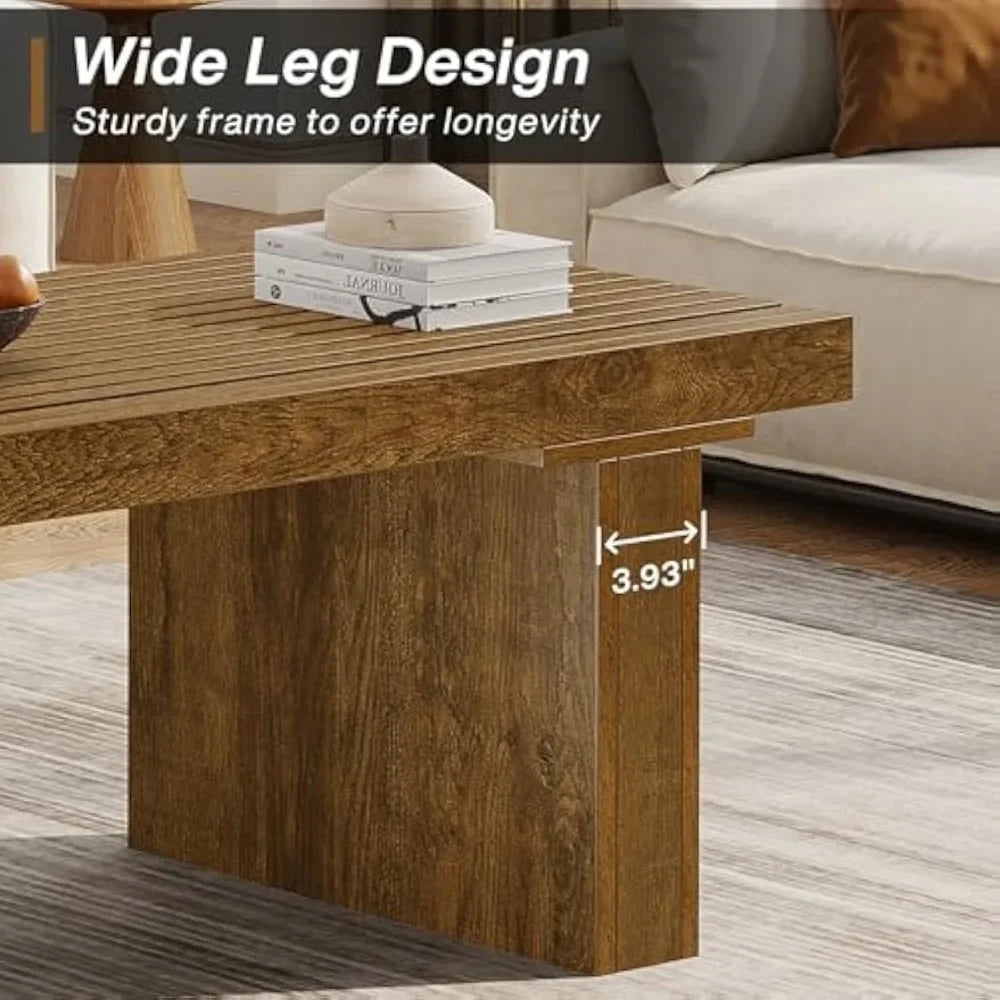 Rectangle Coffee Table: 47.24-Inch Wood Modern Coffee Table Cocktail Table for Living Room, Farmhouse Coffee Table Center