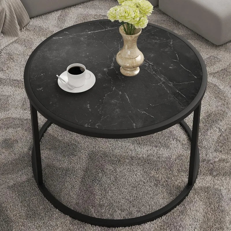 Black Coffee Table Small Square Coffee Tables Simple Modern Center Table for Home Office (27.6 * 27.6 * 15.7Inch)