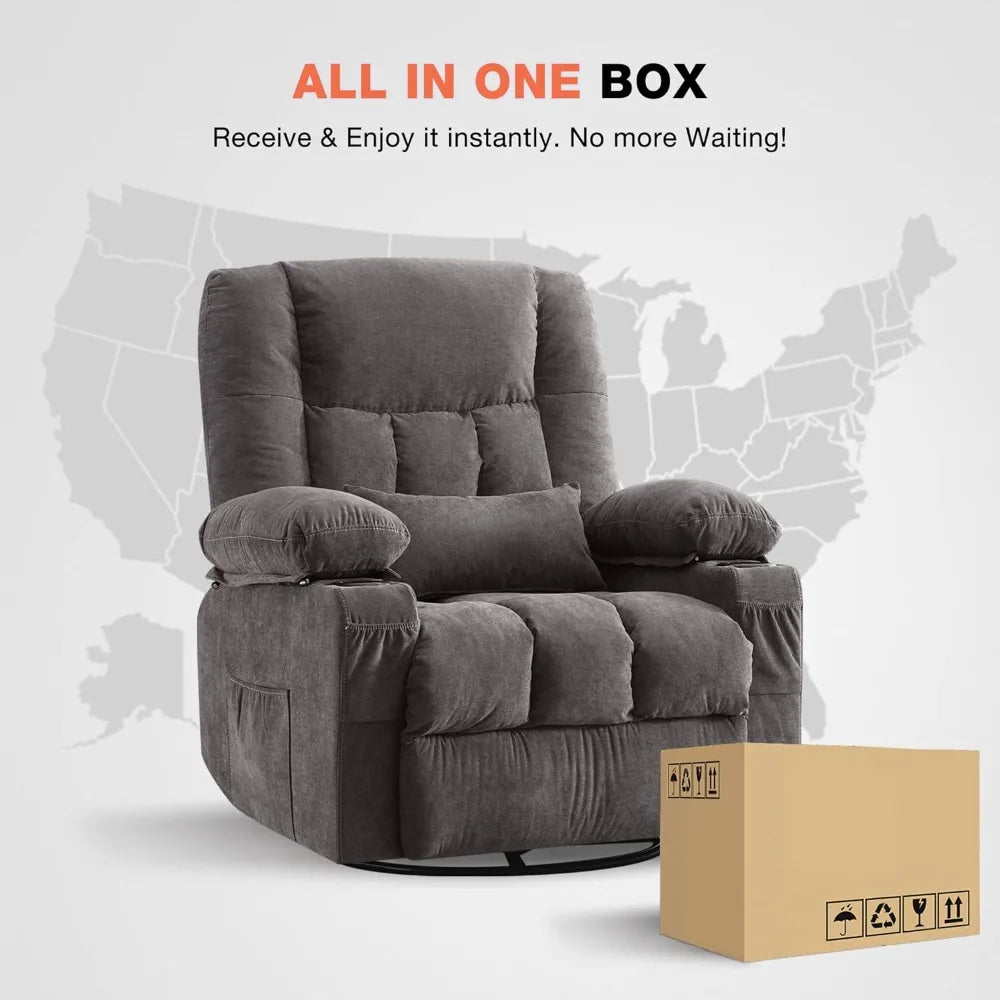 Massage Swivel Rocker Recliner Chair with Vibration Massage and Heat Ergonomic Lounge Chair for Living Room with Rocking Functio