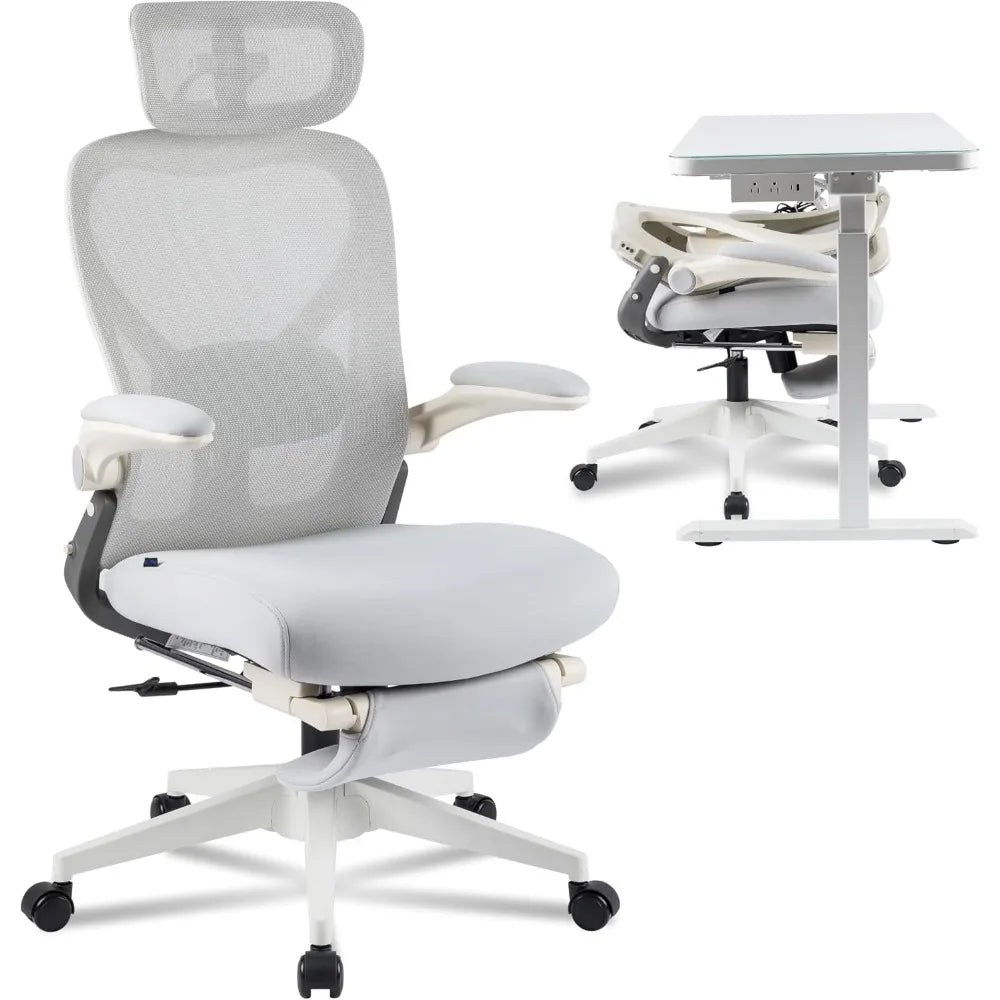 Foldex Ergonomic Office Chair, Folding Chair for Small Spaces with Lumbar Support, Flip-up Armrests, 3D Headrest, Desk Chairs w