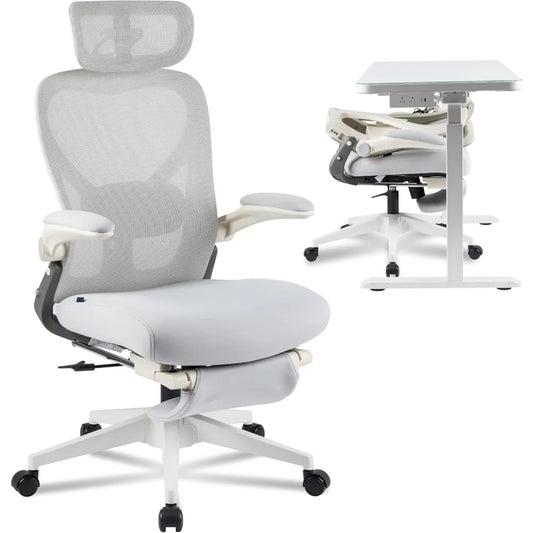 Foldex Ergonomic Office Chair, Folding Chair for Small Spaces with Lumbar Support, Flip-up Armrests, 3D Headrest, Desk Chairs w