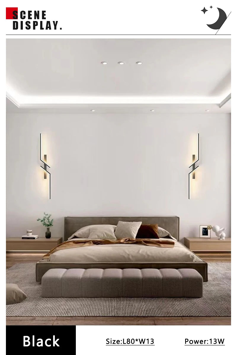 Modern LED Wall Lamp Minimalist Led 13W-18W Light Bedroom Bedside Long Strip Wall Sconces
