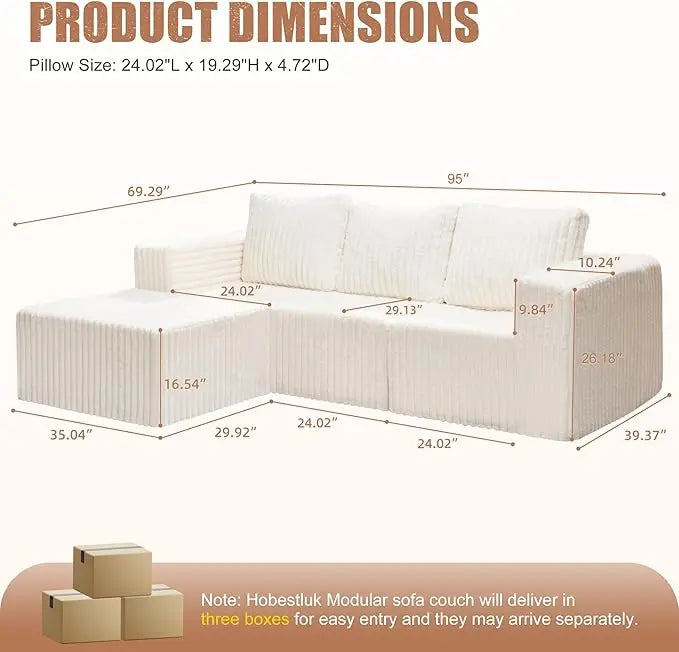 Modular Sectional Sofa with Deep Seating & Storage – Memory Foam with Deep Seating, 3-Seater Cloud Sofa for Sofa Seating