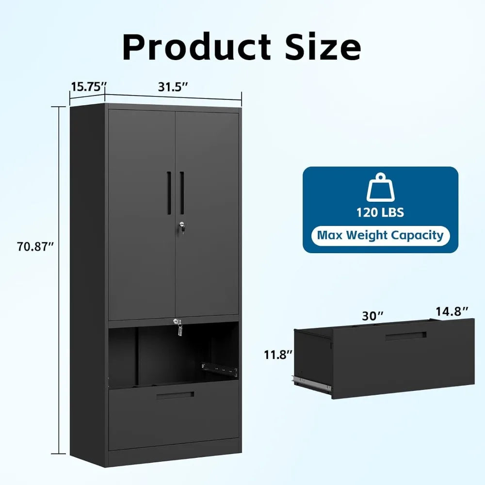 Lateral Vertical Filing Cabinets for Home Office,  with Storage Shelves, Legal/Letter