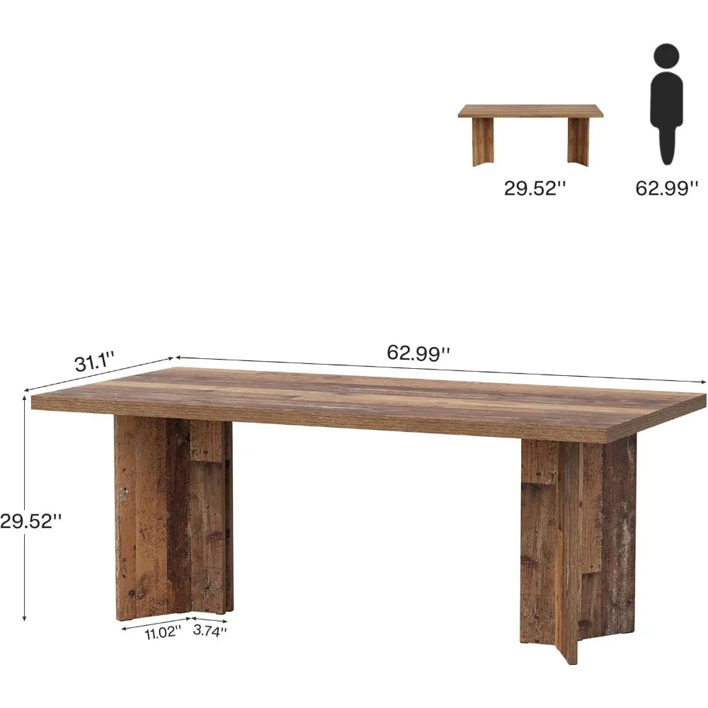 63-inch Executive Desk,Vintage Home Office Computer Desk with Large Tabletop,Farmhouse Wood Writing Conference Table Workstation