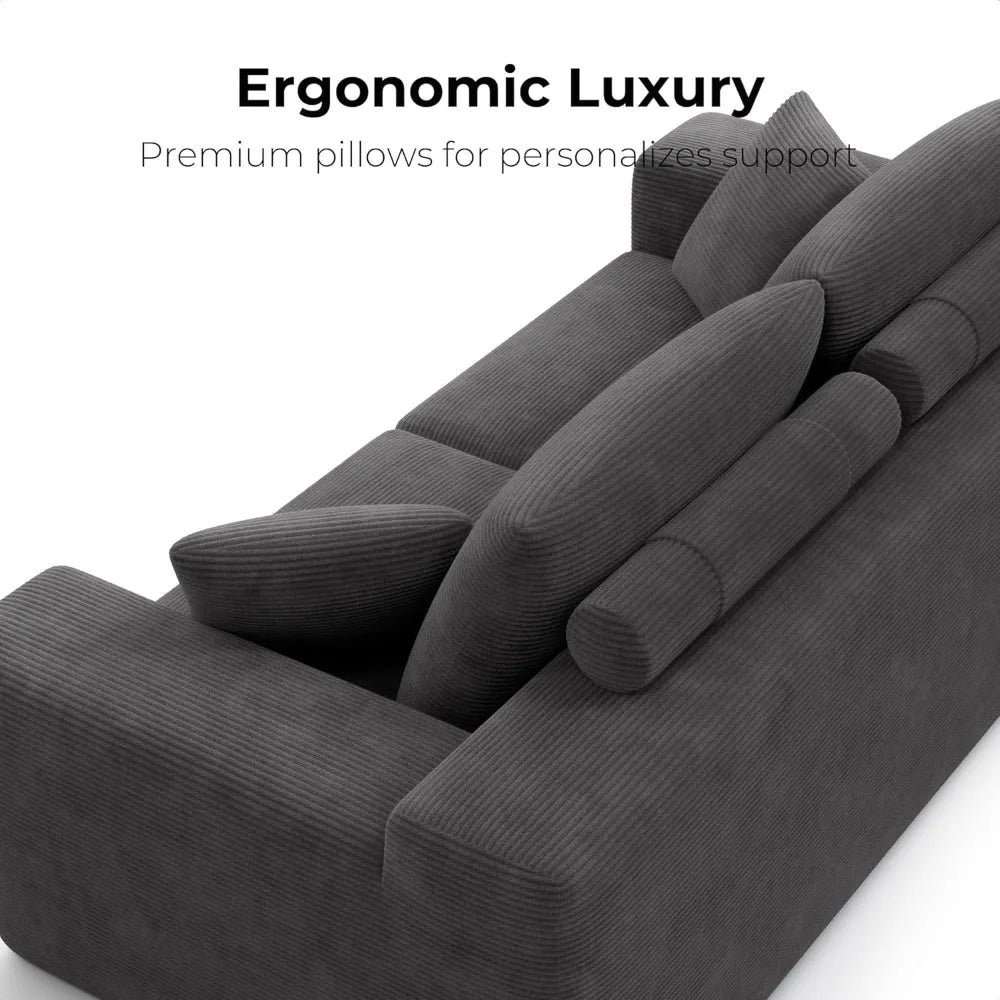 78" Modern Loveseat Sofa in a Box - Corduroy Deep Seat Couch, No Assembly Required, Space-Saving Design