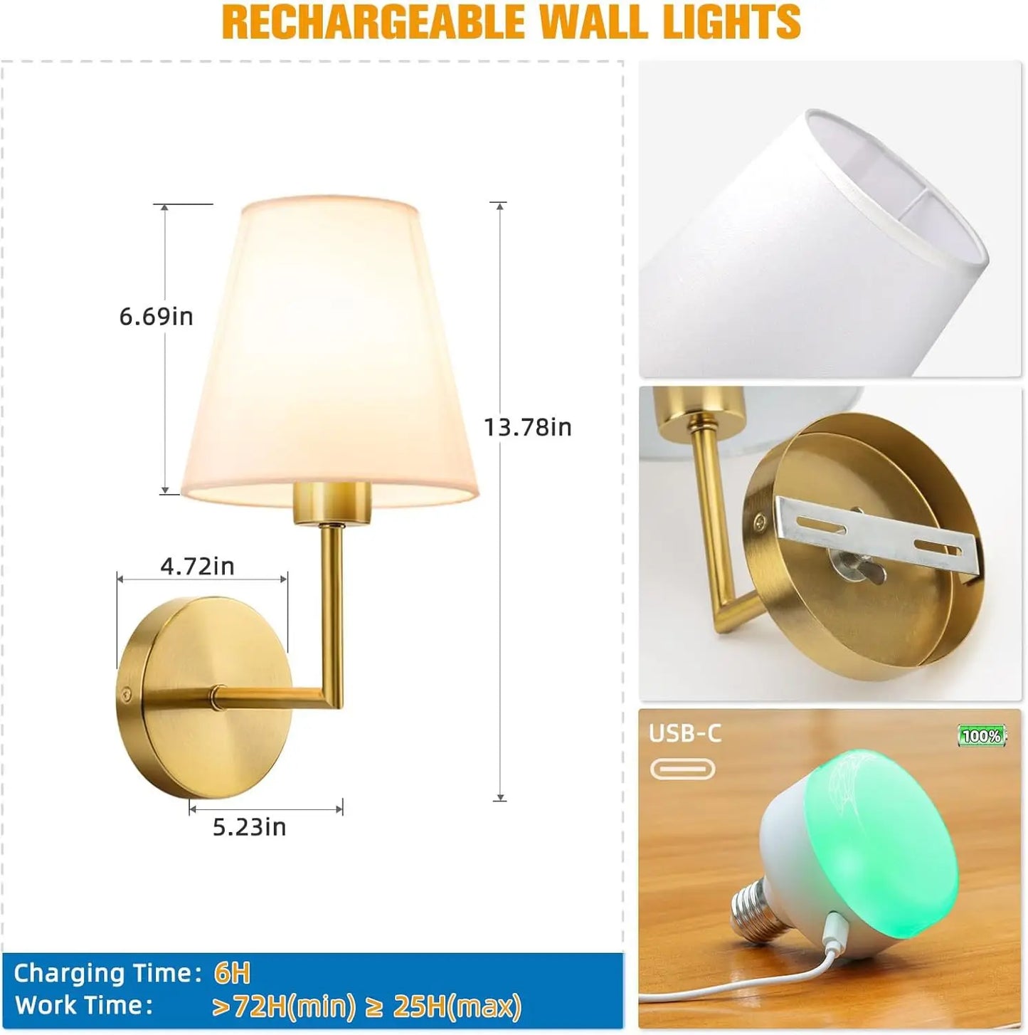 Hot-Selling Nordic Corridor Wall Lamp Indoor Atmosphere Rechargeable USB Charging Touch Dimmer Lamp