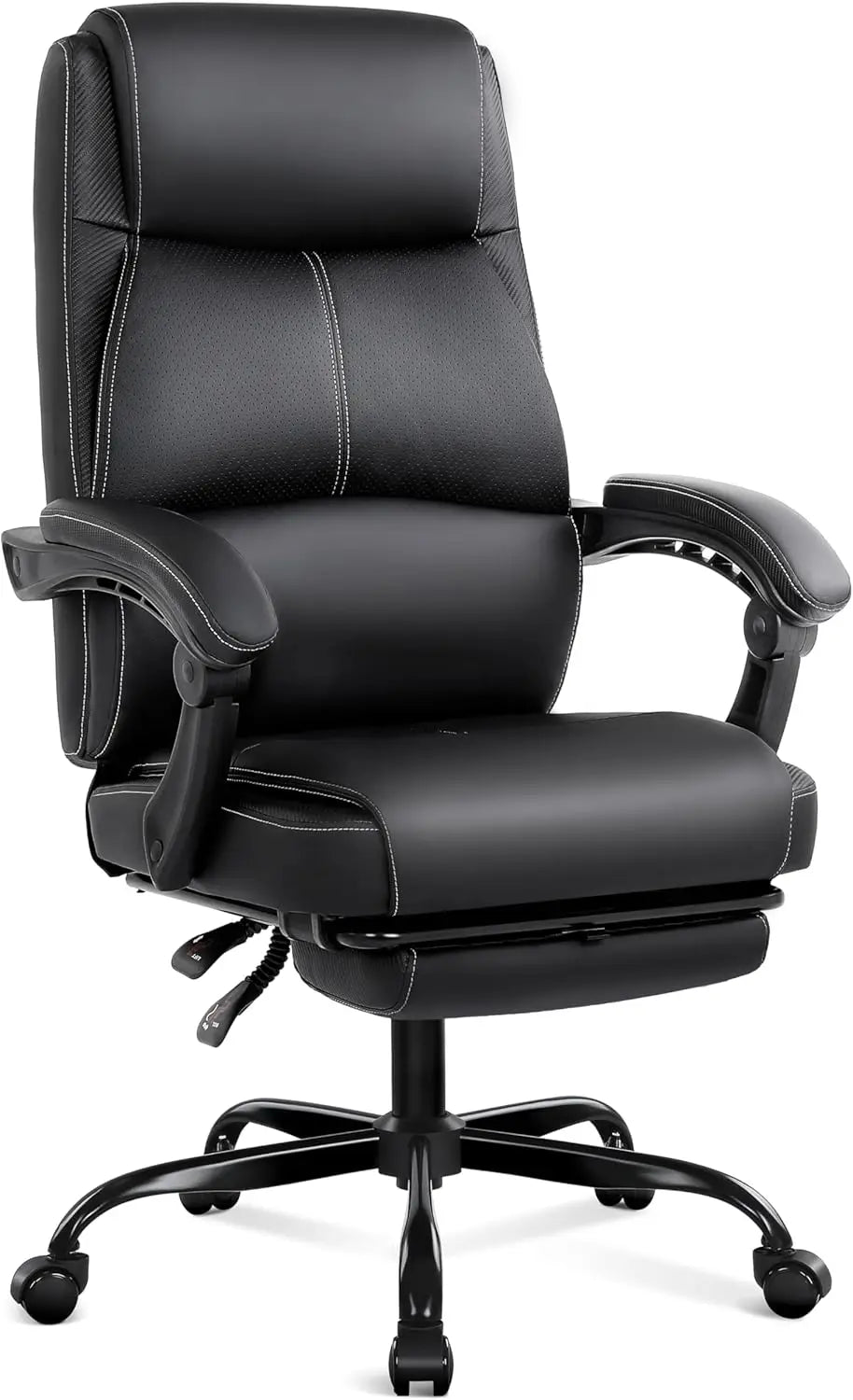Big and Tall Office Chair with Footrest, High Back Desk Chair with Linkage Armrest, 90-155° Recline Executive Computer Chairs