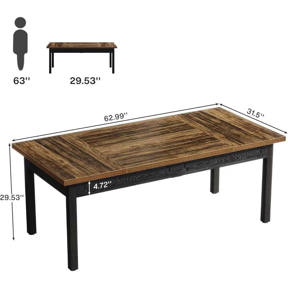 Rectangular Office Meeting Table for 4-6 People, Durable Legs, Ideal for Small Conference Rooms