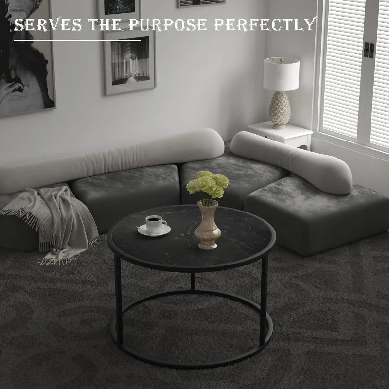 Black Coffee Table Small Square Coffee Tables Simple Modern Center Table for Home Office (27.6 * 27.6 * 15.7Inch)