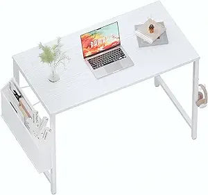 32 Inch Computer Desk for Small Spaces with Storage Bag, Home Office Work Desk with Headphone Hook, Small Study Writing Table