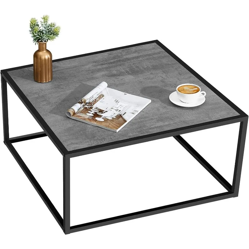 Black Coffee Table Small Square Coffee Tables Simple Modern Center Table for Home Office (27.6 * 27.6 * 15.7Inch)