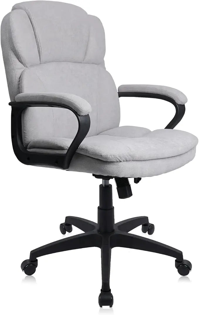 Blue Cloth Office Chair Fabric Covered Desk Chair, Adjustable Height Swivel Chairs Ergonomic Executive Chair with Arms and Whee
