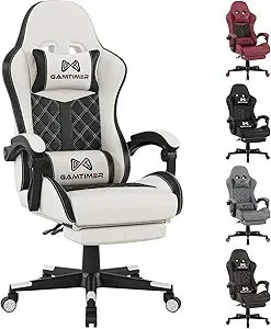 Gaming Chair with Footrest, Ergonomic Computer Chair, PU Breathable Material with Headrest and Lumbar Support, Suitable for Sill