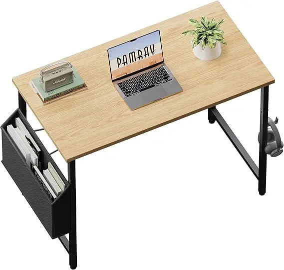 32 Inch Computer Desk for Small Spaces with Storage Bag, Home Office Work Desk with Headphone Hook, Small Study Writing Table