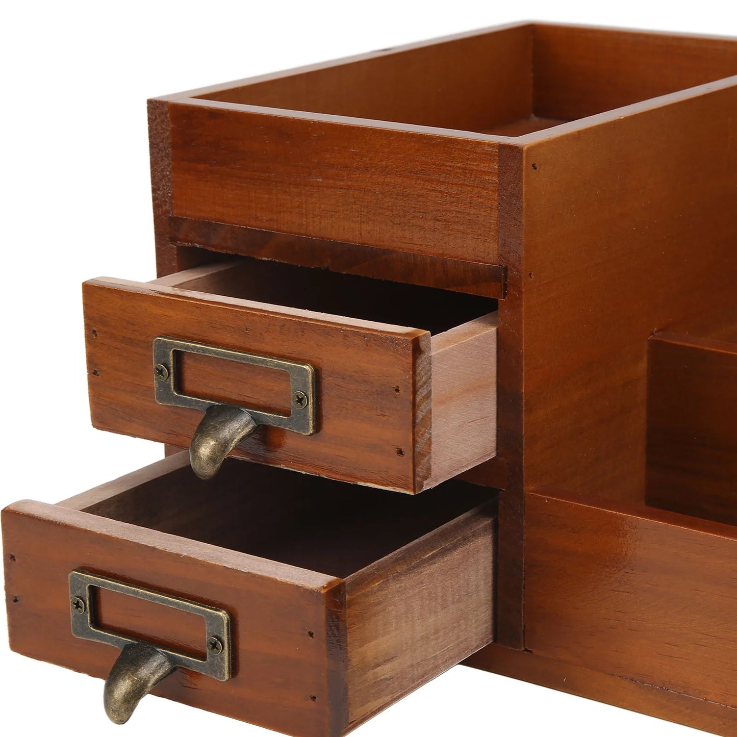 Wood Desk Organizer Antique Retro Multi Layer Wooden Storage Cabinet Desktop Cosmetic Makeup Drawer Jewelry Storage Box