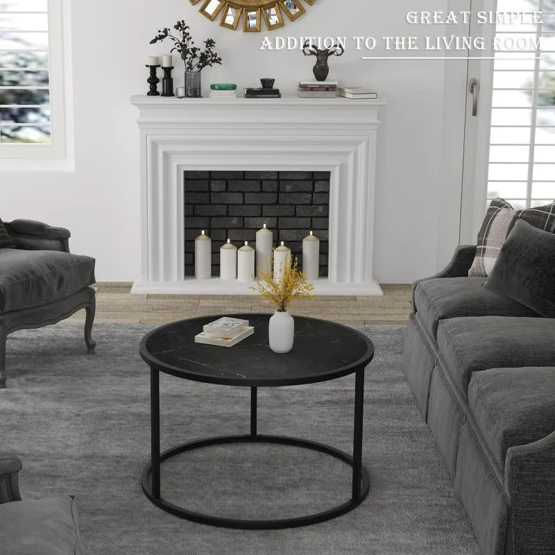 Black Coffee Table Small Square Coffee Tables Simple Modern Center Table for Home Office (27.6 * 27.6 * 15.7Inch)