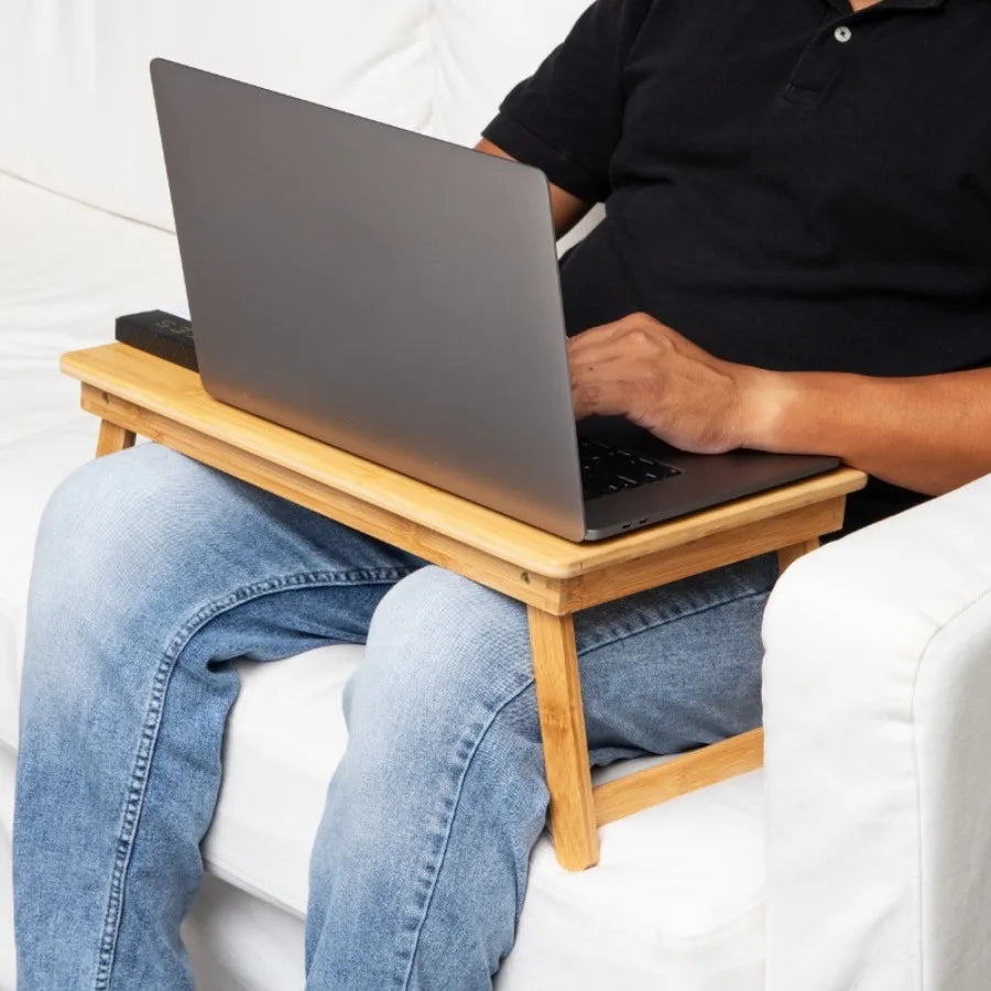 Lap Desk Laptop Stand, Bed Tray, Dorm Room, Folding Legs, Rayon From Bamboo, Brown