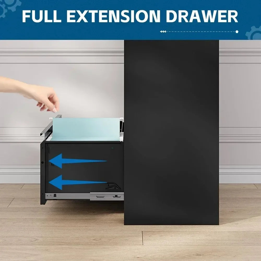 2-Drawer Metal File Cabinet, Lateral Vertical Filing Cabinets for Home Office, Locking File Cabinet with Storage Shelves