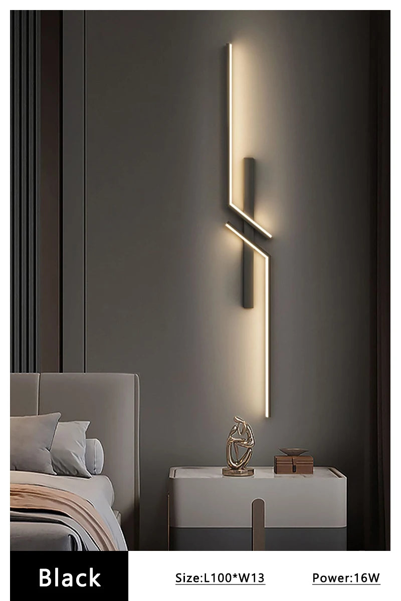 Modern LED Wall Lamp Minimalist Led 13W-18W Light Bedroom Bedside Long Strip Wall Sconces