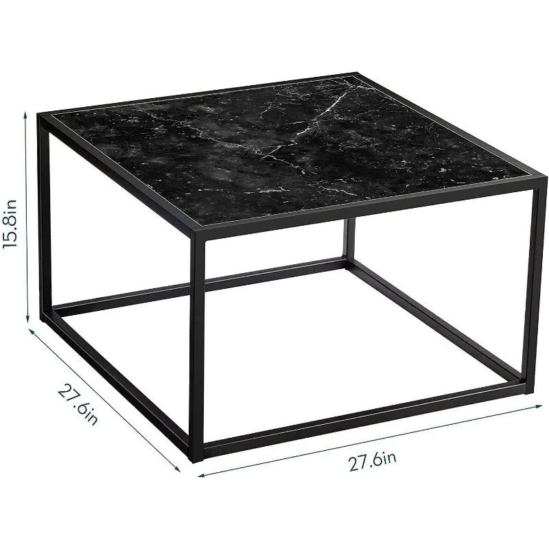 Black Coffee Table Small Square Coffee Tables Simple Modern Center Table for Home Office (27.6 * 27.6 * 15.7Inch)