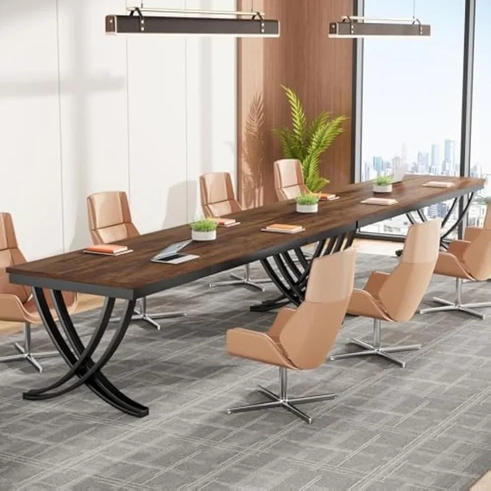 6.5FT Conference Table for 6-8 People, 78 inch Long Rectangular Seminar Table with Strong Metal Frame, Business Furniture