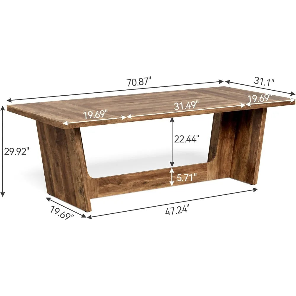 70.87 Inches Long Executive Desk, Brown Wooden Computer Desk, Industrial Simple Study Writing Table