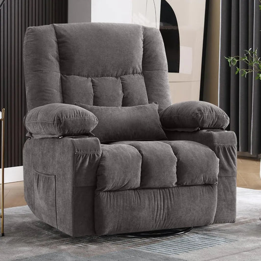 Massage Swivel Rocker Recliner Chair with Vibration Massage and Heat Ergonomic Lounge Chair for Living Room with Rocking Functio